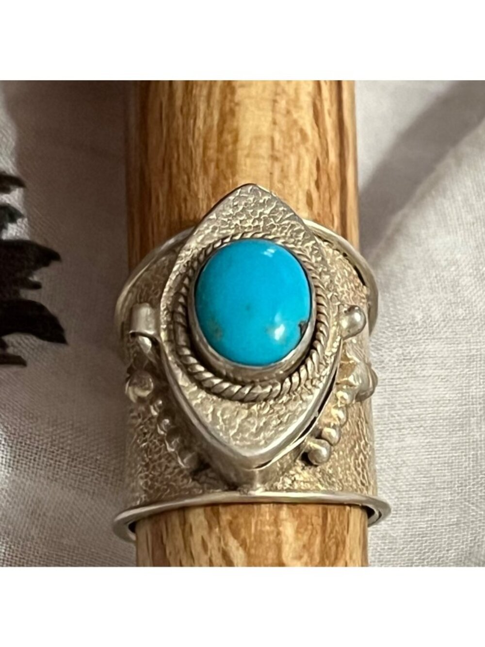 Handcrafted Silver Turquoise Poison Ring With Hinged Secret Compartment - Picture 6 of 8
